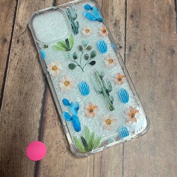 5for$10 iPhone 14 - 6.1 translucent protective phone, case floral, and cactus - Picture 2 of 2